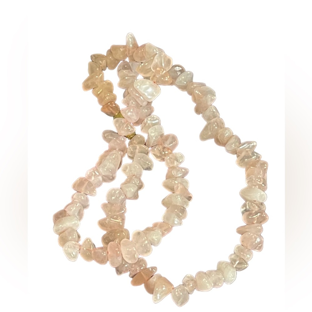 Vintage rose quartz stone nugget necklace 16”